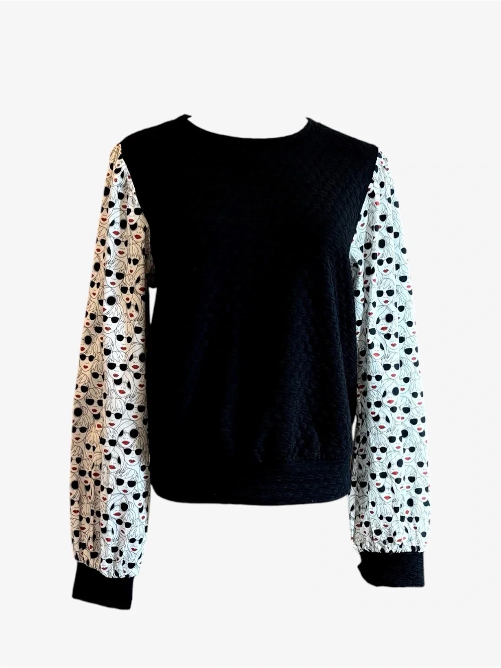 Porridge Anthropologie Puff Balloon Sleeve Quilted Blouse NWT White Black Small